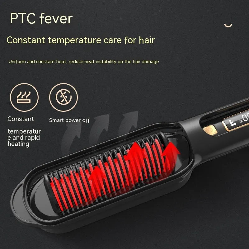 Anion Splint Electric Hair Curler 35W AC Black with straight hair inner buckle and included comb