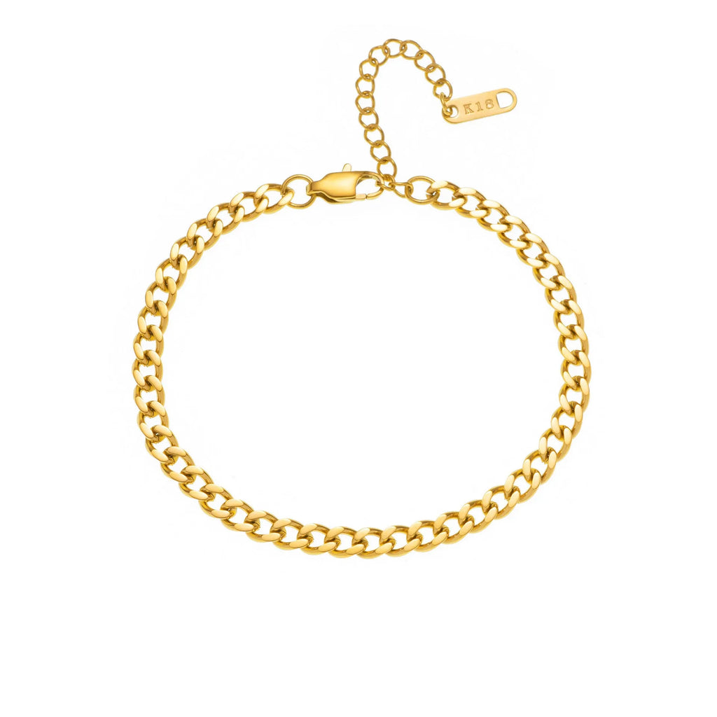 Titanium steel personalised necklace showing letter pendant on 40.5cm chain with electroplated gold finish
