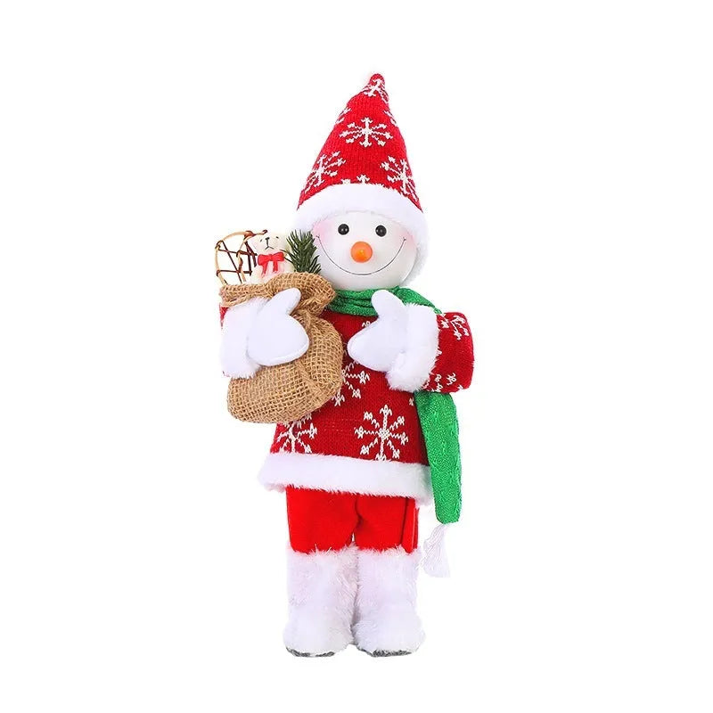 30cm Christmas doll ornament with red sequins old man design, plastic and cloth construction, boxed packaging
