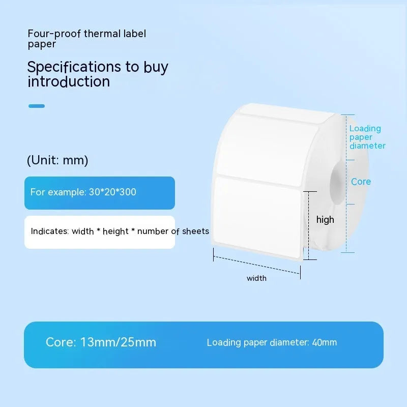 Roll of 40x40mm bright white thermal synthetic paper labels for retail pricing