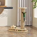 Solid wood cat scratching post with a central turntable, shown in a basic style big flower design