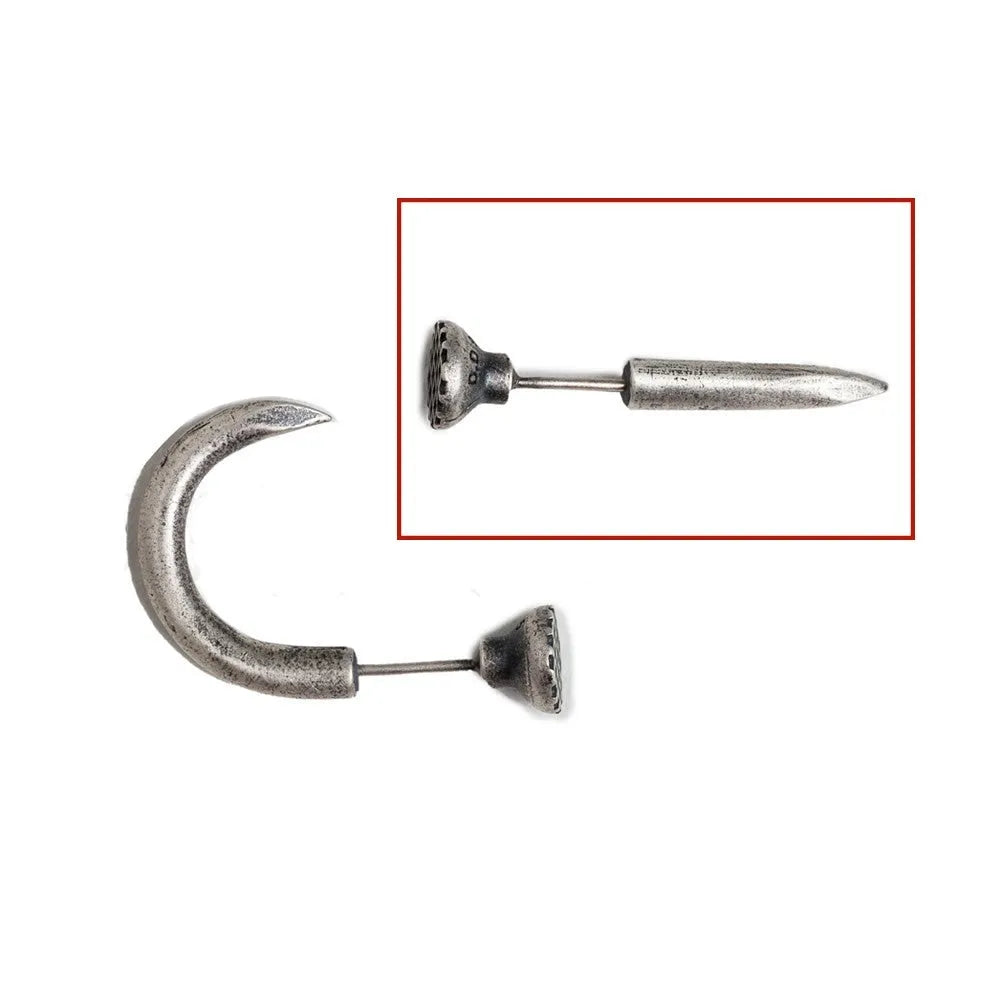S925 sterling silver nail stud earrings in straight and curved punk styles
