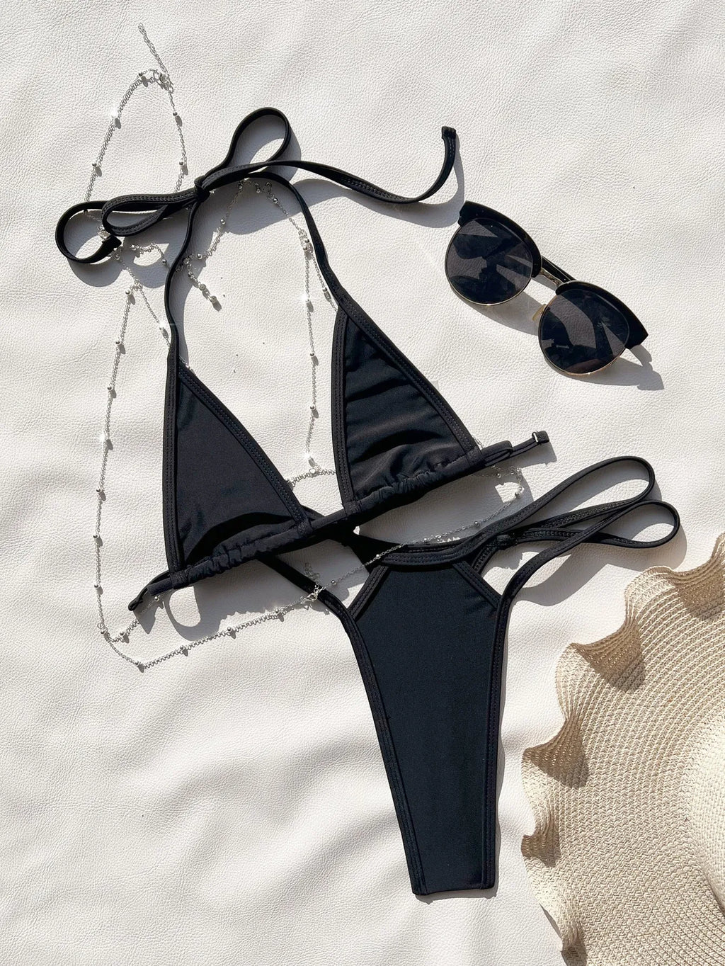 Backless bandage swimsuit for women in 6655 Black nylon fabric, available in sizes S to XL