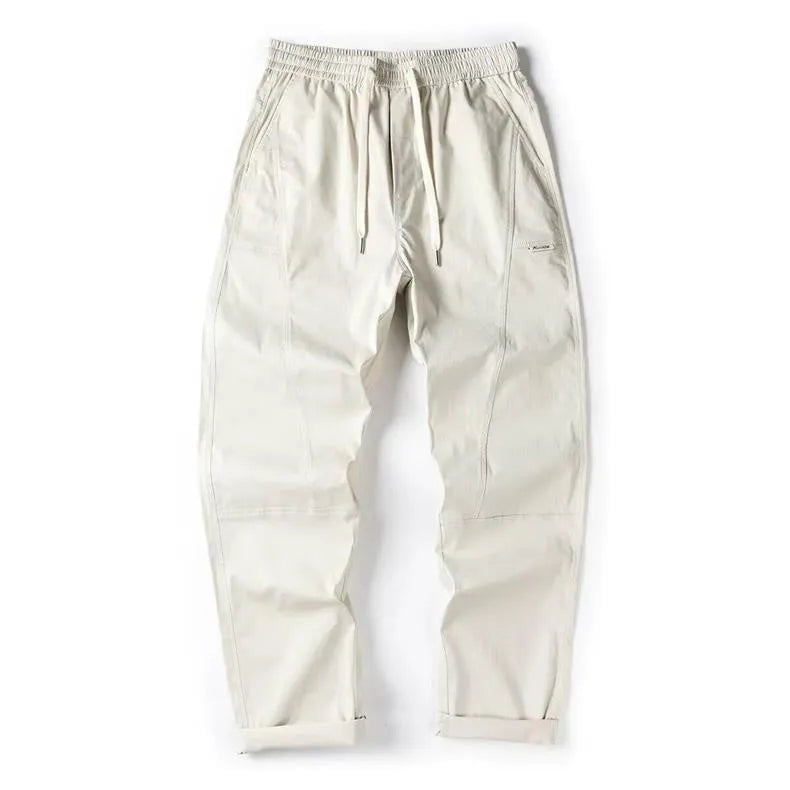 Antibacterial cotton wide-leg trousers with pants-mouth opening in milky white colour