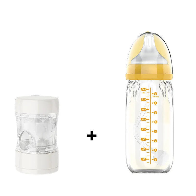 Baby constant temperature glass feeding bottle with USB heating sleeve and handle 240ml