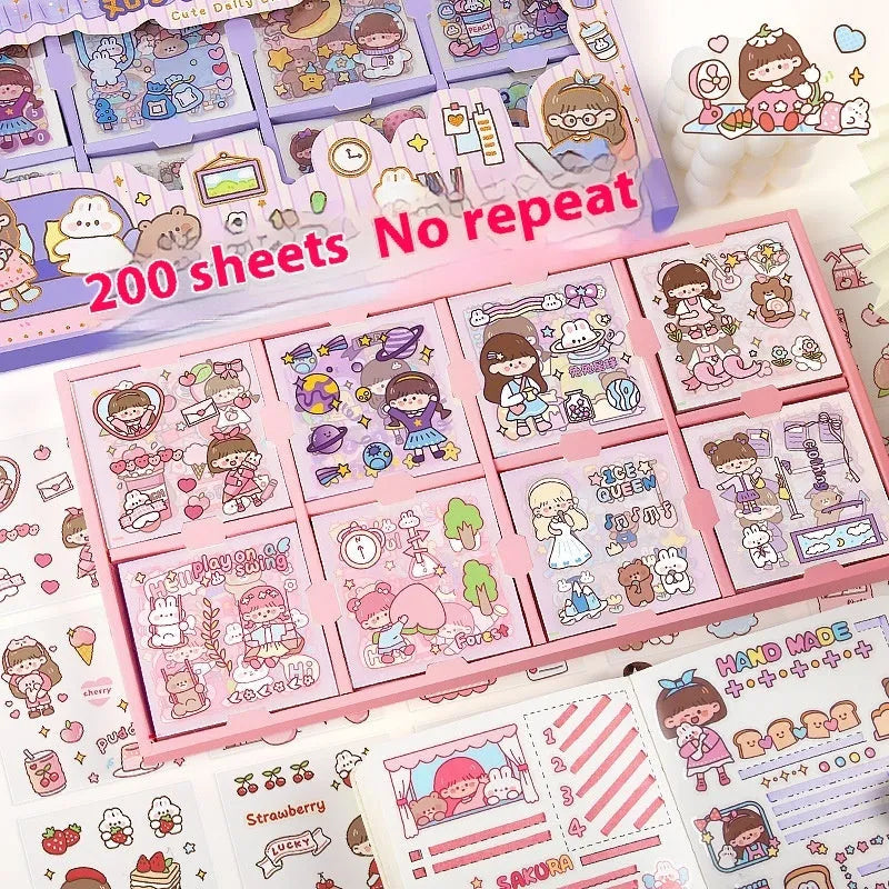 Children's decorative sticker collection showing five themed designs for craft projects