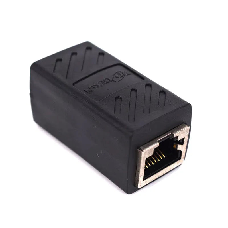 Black RJ45 network cable butt joint extender adapter for Ethernet cable extension