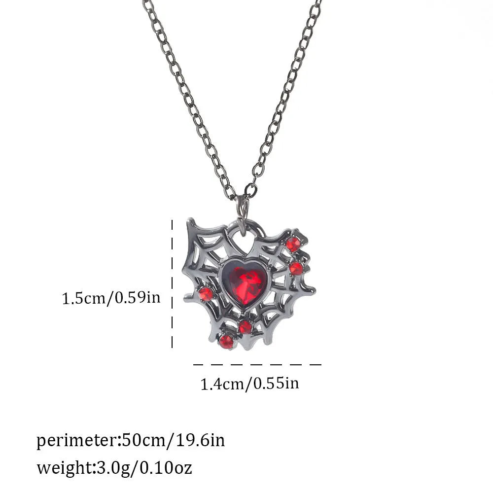 Dark Halloween necklace with spider bat pendant in zinc alloy with electroplated finish