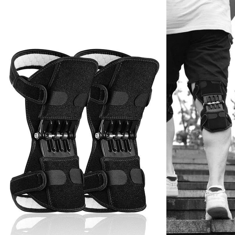 Adjustable knee brace with patella support and spring mechanism in breathable fabric