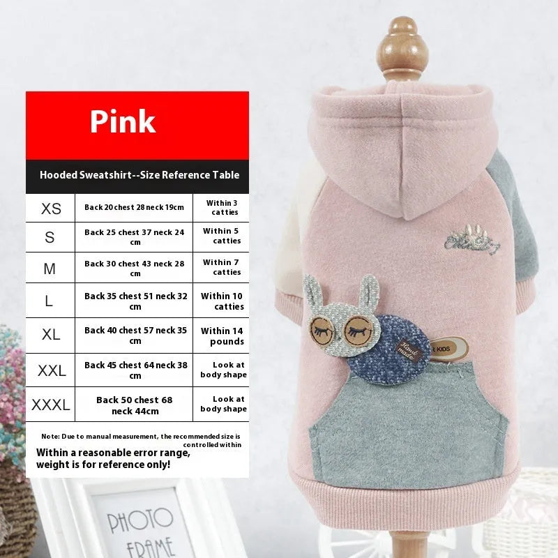 Cotton dog sweatshirt in brown, green, or pink colours for casual pet wear.