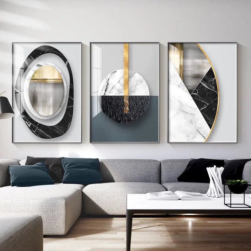 Abstract geometric pattern printed on a canvas wall painting poster