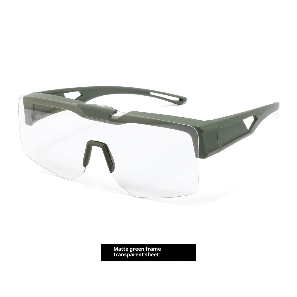 UV protection clamshell sunglasses with TAC lens and TR90 frame in sand green frame with gray lens