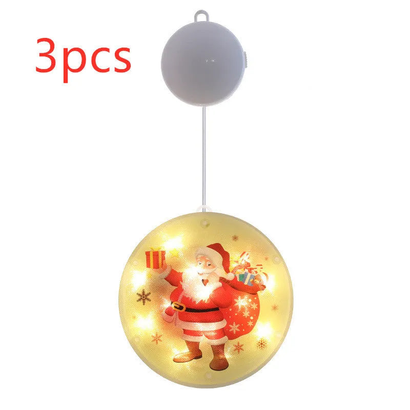 Set of three LED Christmas hanging lights in warm white with plastic shell