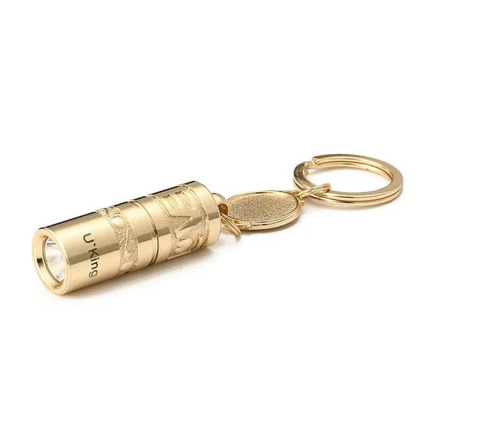 Gold waterproof zinc alloy LED flashlight keychain for emergency outdoor lighting