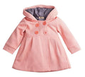 Girls fashion hooded jacket double breasted solid colour polyester coat pink suitable height 80cm 90cm 100cm
