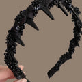French velvet hairband with crystal wave decoration and non-slip strip in red, black, or coffee