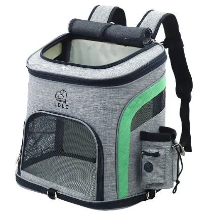 Breathable nylon pet backpack for cats and dogs up to 20 kg in gray, green, orange, blue colours