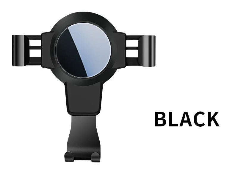 Black S4 ABS gravity mirror car air vent mobile phone bracket holding a smartphone