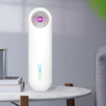 Compact white portable UV sterilizer lamp showing 116mm length and slim profile