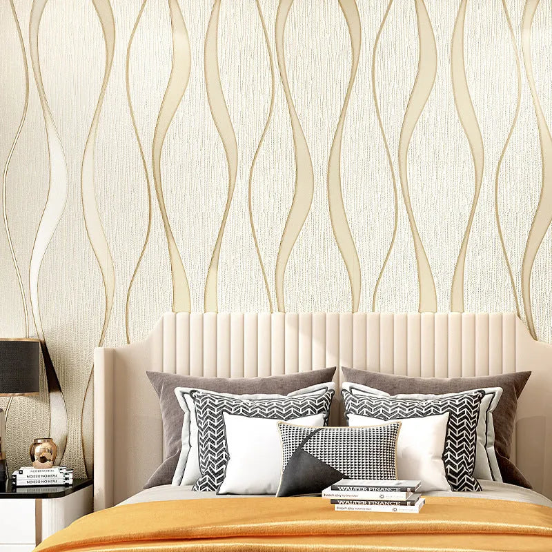 Curve stripe 3D decorative wallpaper roll with velvet finish for video walls