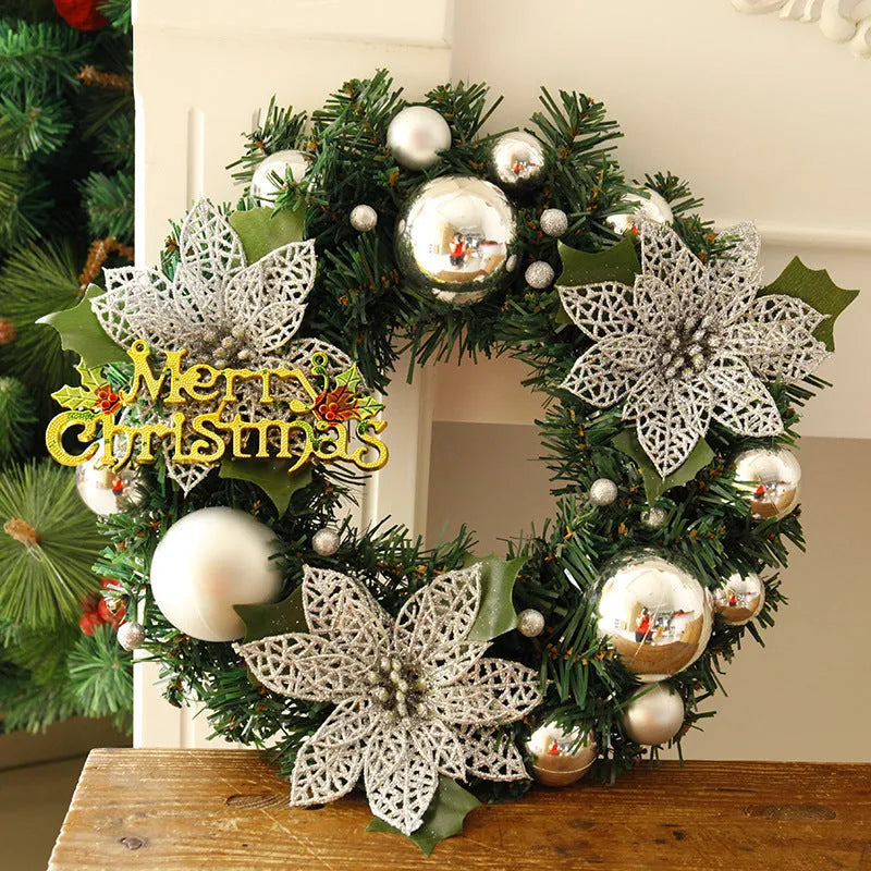 30cm plastic Christmas wreath decoration in multicolour options for door or wall hanging