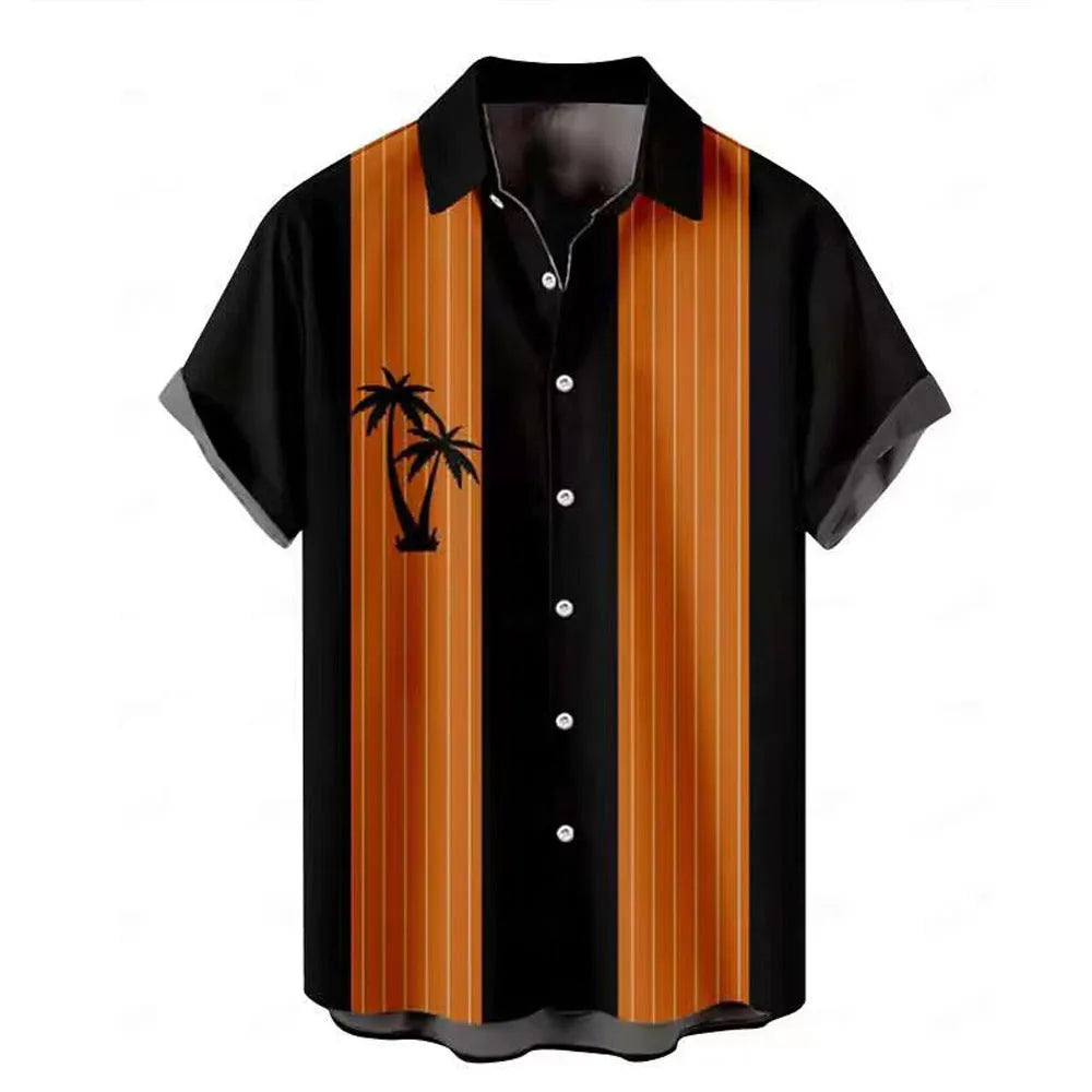 Men's Hawaiian summer shirt with 3D printed patterns in short sleeve cardigan style