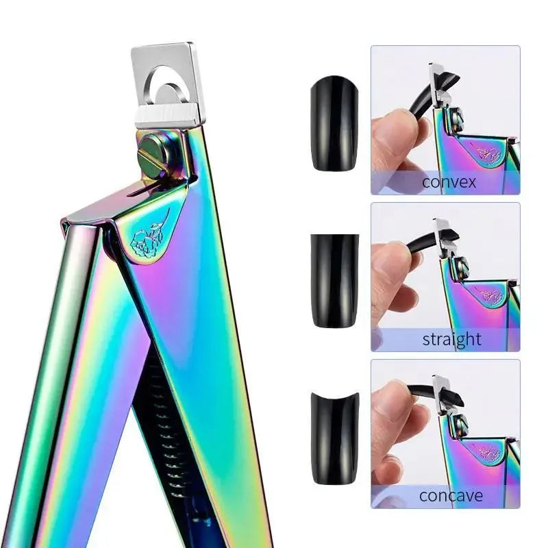 Stainless steel UV gel false nail tip clipper and edge cutter in gold finish