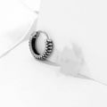 Geometric retro twist stainless steel earrings with stripe design in silver colour