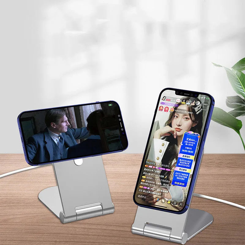 Silver vertical adjustable magnetic phone bracket for iPhone 12 measuring 105x110mm
