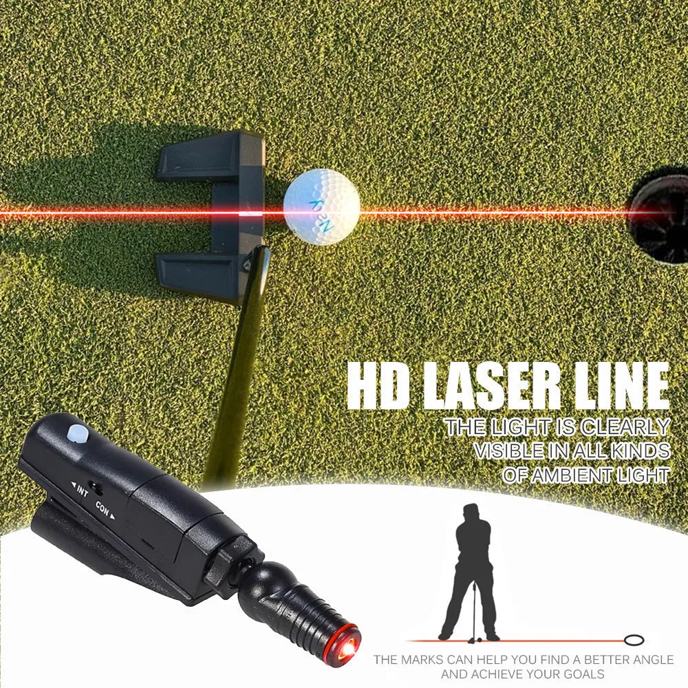 Black golf laser aiming instrument for putting alignment training with clip attachment