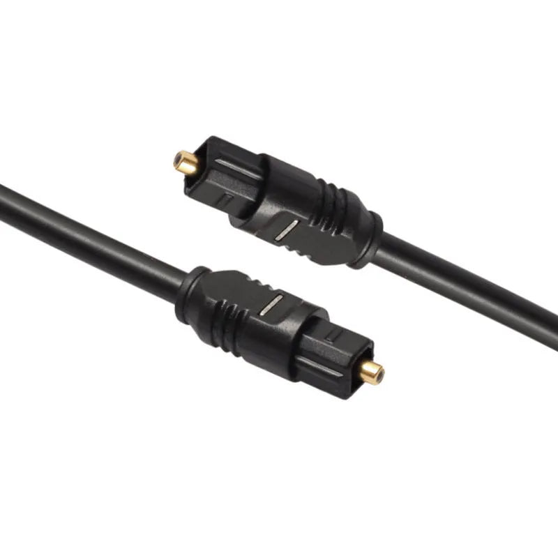 Black Toslink optical audio cable with square connectors, 2 metres long