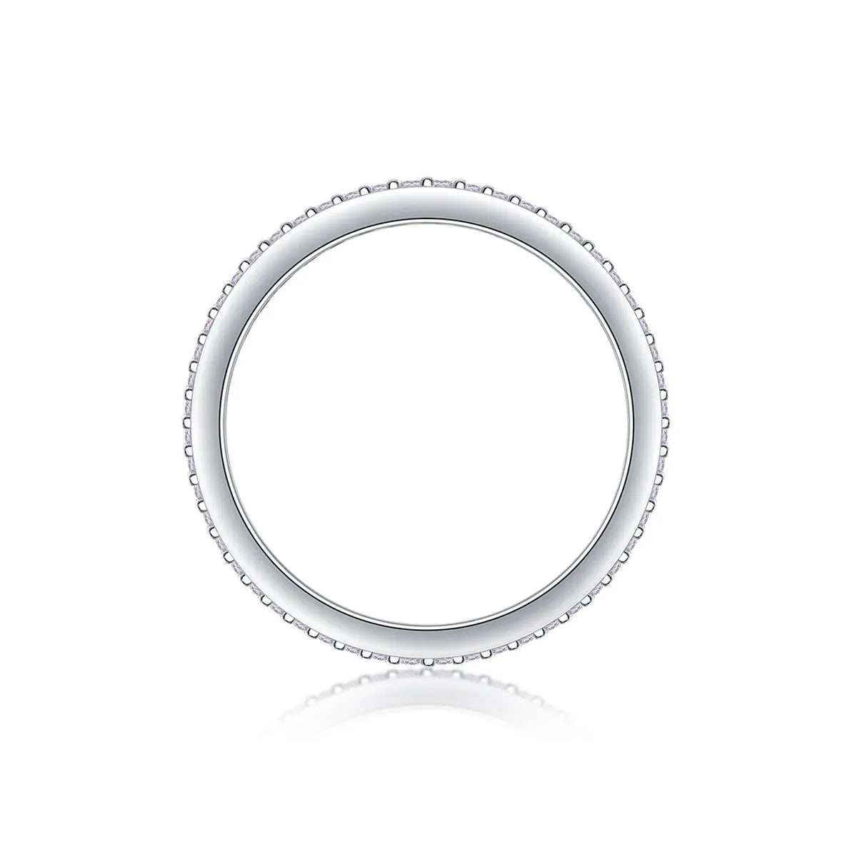 Moissanite wedding ring set in S925 silver with platinum plating, yellow gold colour, on white background