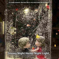DIY kit components for building a snowy landscape night light with small houses and LED street lights.