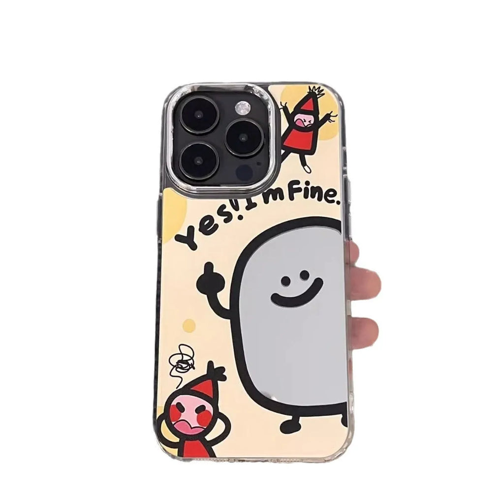 Fun potato chips cartoon villain drop-resistant phone case with mirror finish for Apple iPhone