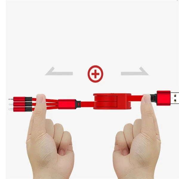 3-in-1 telescopic charging cable extended to 120cm with titanium alloy connectors