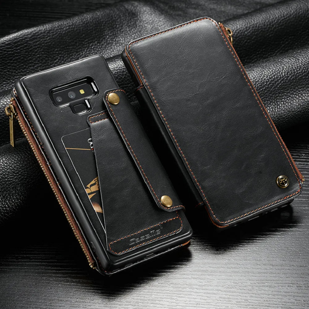 Leather flip phone case for SAMSUNG Note9 in black, brown or red colours