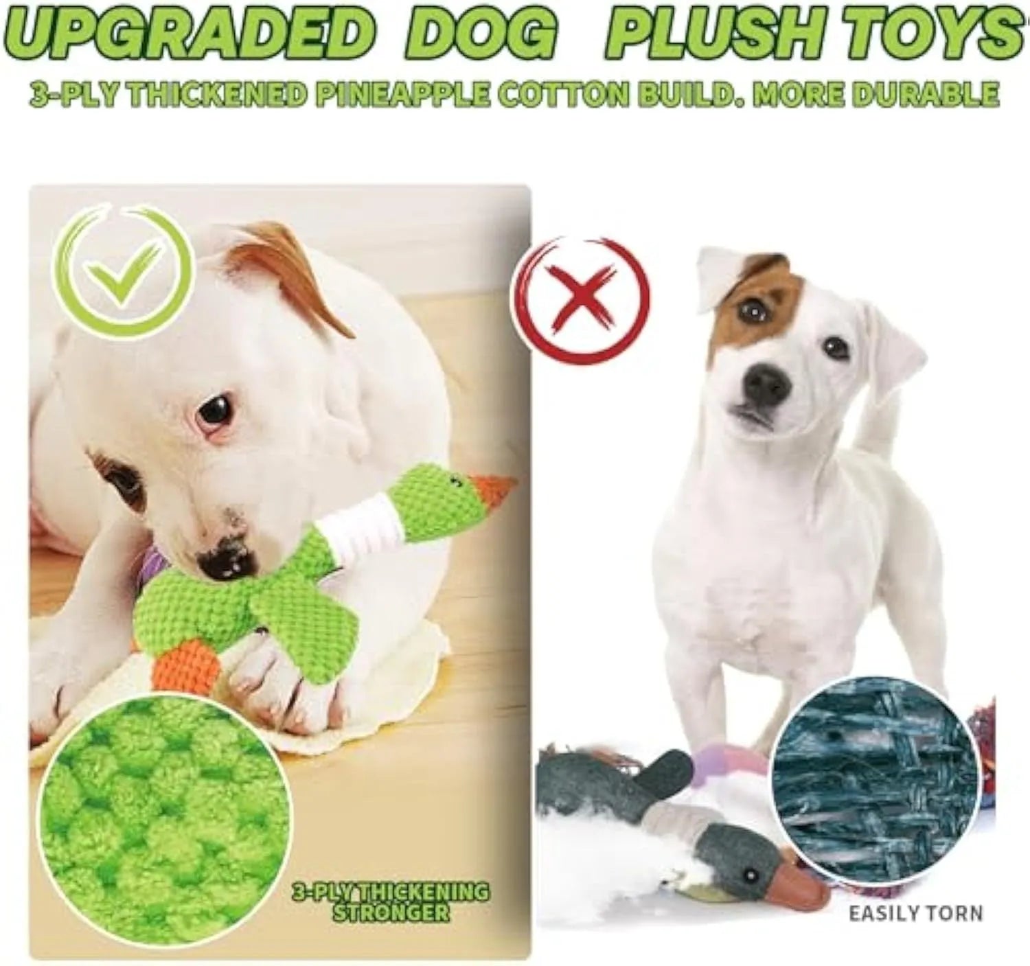 Blue duck-shaped dog plush toy with squeakers for small medium large breed dogs