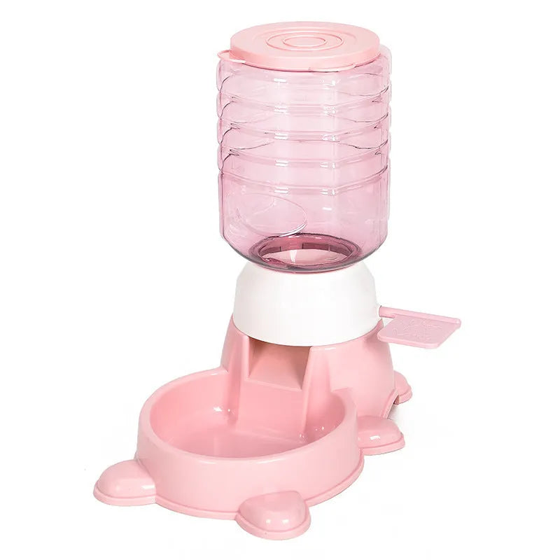 Automatic dog food machine 1.8L pet puzzle feeding device in apricot colour with drinking fountain style
