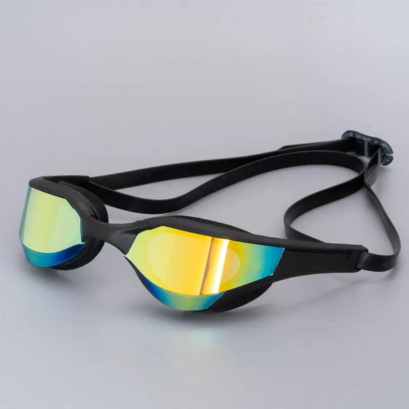 Racing HD anti-fog waterproof swimming glasses with silicone rubber and polycarbonate PC construction