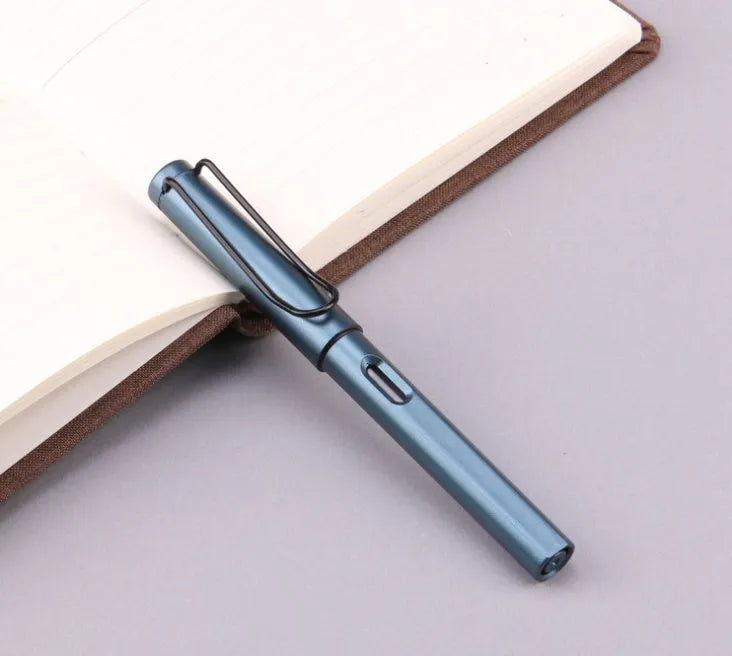 Frosted ink bag fountain pen in black and blue with 0.5mm and 0.38mm nib options
