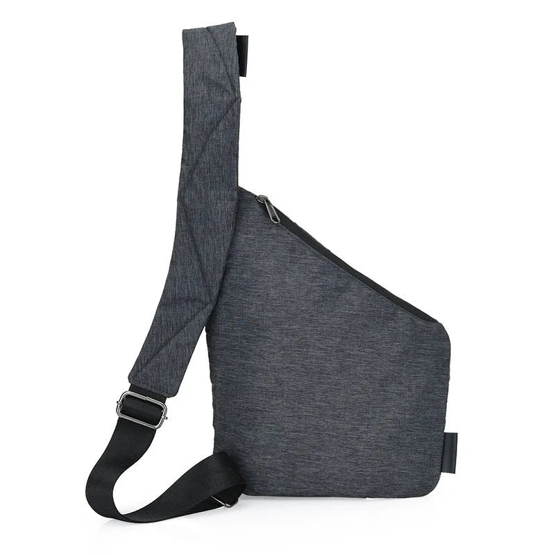 Anti-theft crossbody bag for men in black Oxford cloth with zipper closure
