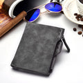 Men's short multifunctional wallet with zipped coin pocket, black colour, 10 x 12.2 x 1.8 cm