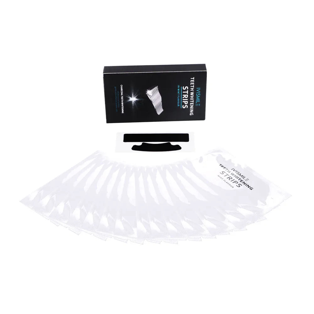 Teeth whitening strips with sodium bicarbonate and coconut activated carbon, 14 pieces in a box