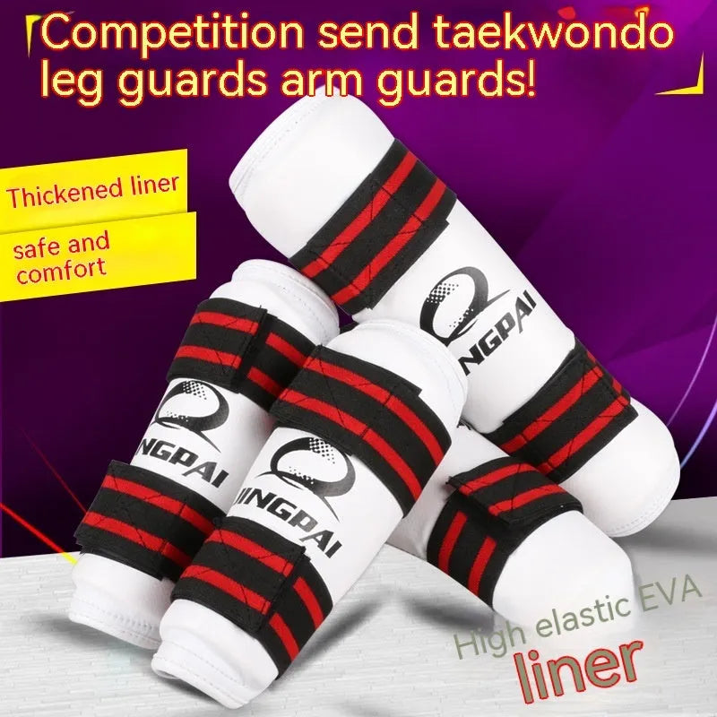 Taekwondo leg and arm protective gear set with PU EVA foam padding for martial arts training