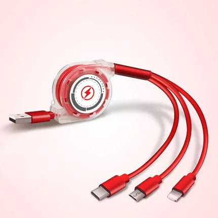 3-in-1 telescopic charging cable extended to 120cm with titanium alloy connectors