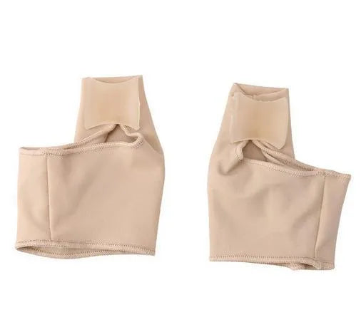 Valgus toe separator corrective socks with silicone gel bunion pad shown in sizes S, M, and L.