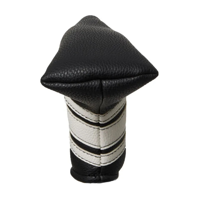 Black PU leather golf club head cover and push rod case set for equipment protection