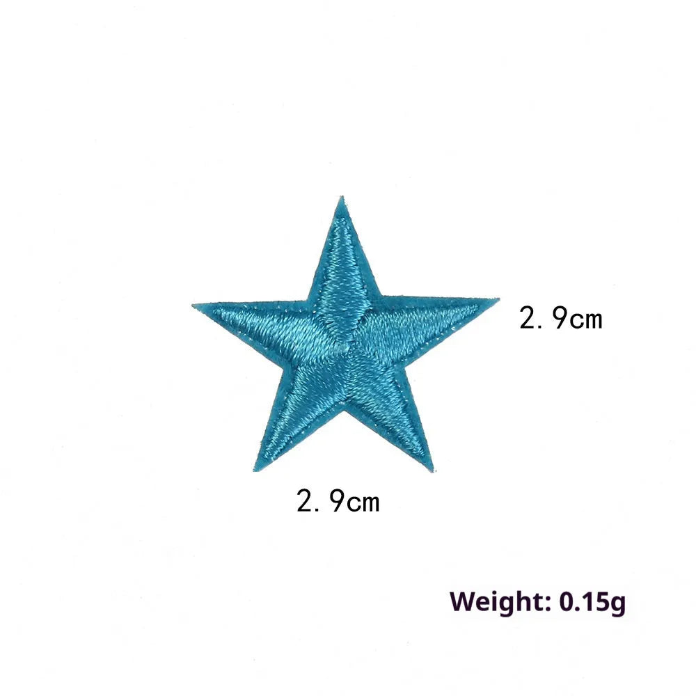 Colourful embroidered five-pointed star cloth stickers for DIY fabric decoration