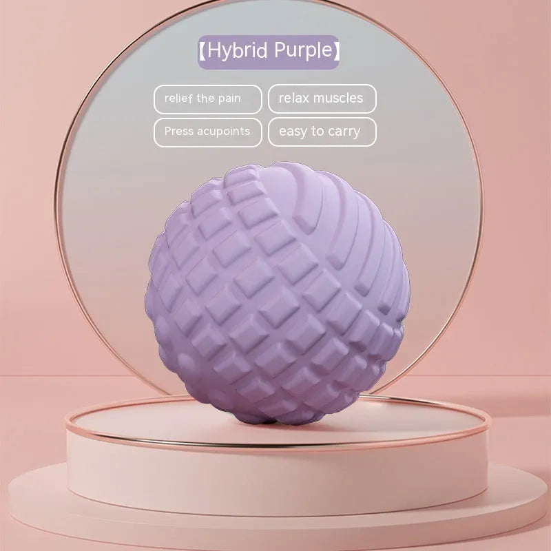 6cm TPR foot massage ball in pink, blue, green, and purple colours for yoga and fitness recovery