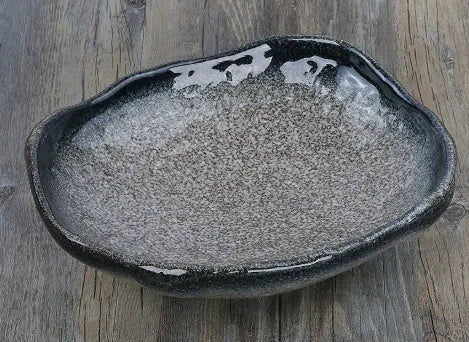 Creative Japanese style ceramic sashimi bowl set with irregular shaped porcelain bowls floral decoration
